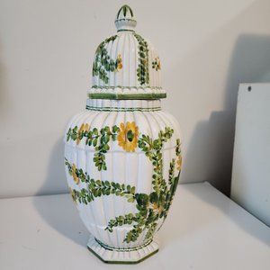 Vintage Italian Floral Ginger Jar Hand Painted